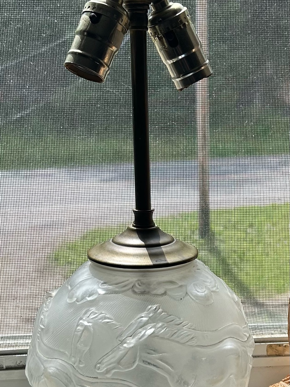 Antique Frosted Glass Horse Lamp- Karl Zentner - Picture 12 of 13
